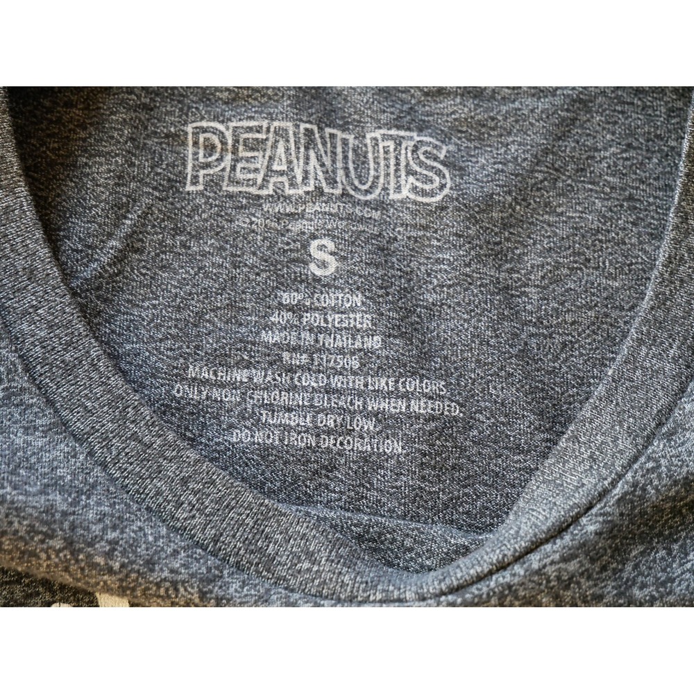 Peanuts Snoopy Allergic to Mornings Graphic Tee Charcoal Grey Heather Shirt S - Picture 2 of 2